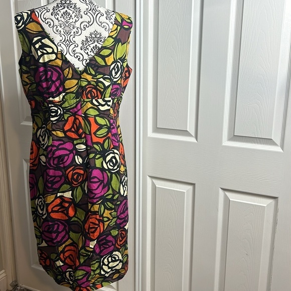 R & K Orginals Fit And Flare Rose Flower Bold Bright Dress 14 - Picture 5 of 6